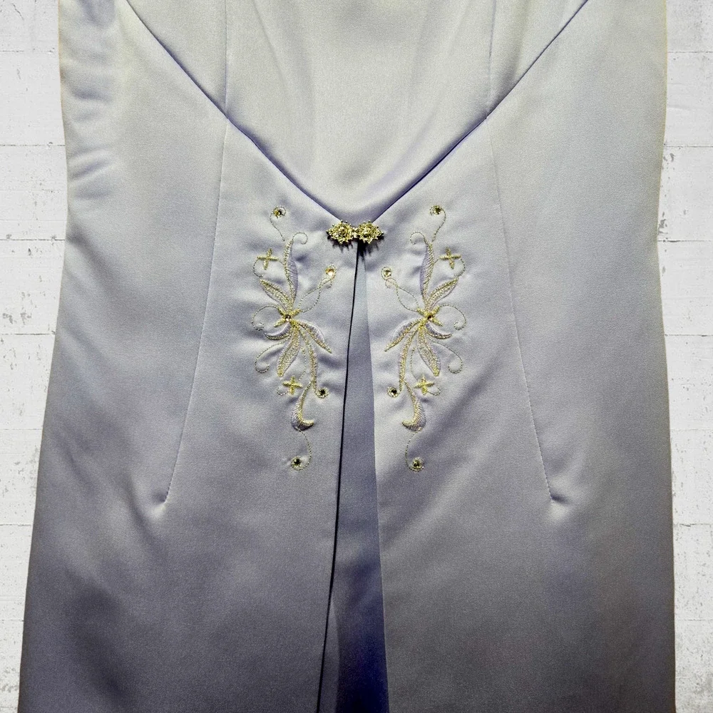 Vintage Y2K David's Bridal Purple Flower Girl Dress Orchid Beaded Gown Size 12 - Picture 5 of 16